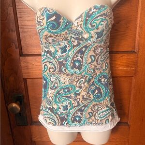 Paisley Sweetheart Camisole in Teal, Navy & Cream